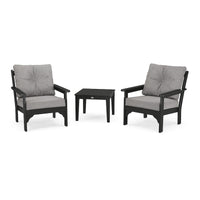 Thumbnail for POLYWOOD Vineyard 3-Piece Deep Seating Set - Black / Grey Mist
