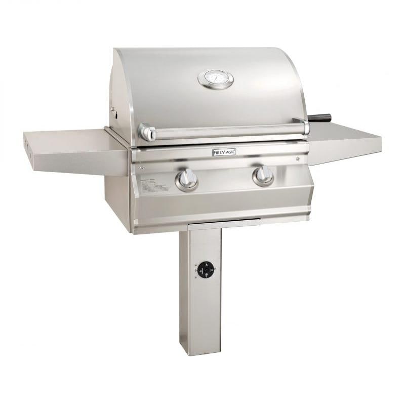 Fire Magic Choice Multi-User Accessible CMA430S 24-Inch Natural Gas Grill With Analog Thermometer On In-Ground Post - CMA430S-RT1N-G6