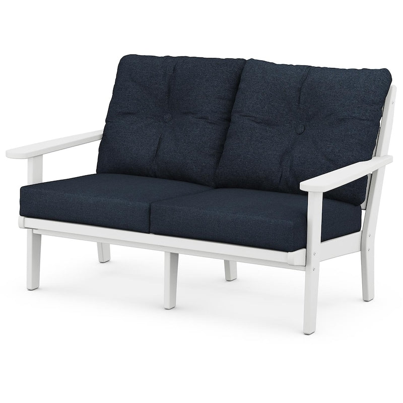 POLYWOOD Lakeside Deep Seating Loveseat - White / Marine Indigo