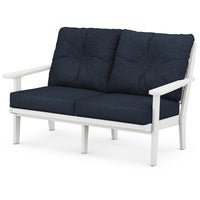 Thumbnail for POLYWOOD Lakeside Deep Seating Loveseat - White / Marine Indigo