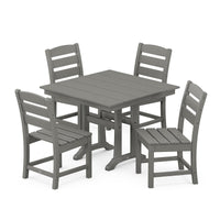 Thumbnail for POLYWOOD Lakeside 5-Piece Farmhouse Trestle Side Chair Dining Set - Slate Grey