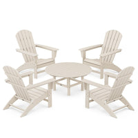 Thumbnail for POLYWOOD Nautical 5-Piece Adirondack Chair Conversation Set - Sand