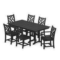 Thumbnail for POLYWOOD Chippendale 7-Piece Farmhouse Dining Set - Black