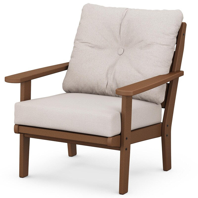 POLYWOOD Lakeside Deep Seating Chair - Teak / Dune Burlap