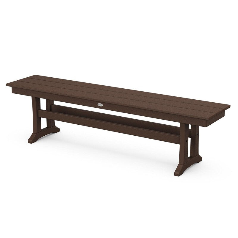 POLYWOOD Farmhouse Trestle 65-Inch Bench - Mahogany