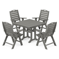 Thumbnail for POLYWOOD Nautical Highback 5-Piece Farmhouse Trestle Dining Set in Slate Grey