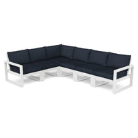 Thumbnail for POLYWOOD EDGE 6-Piece Modular Deep Seating Set in White / Marine Indigo