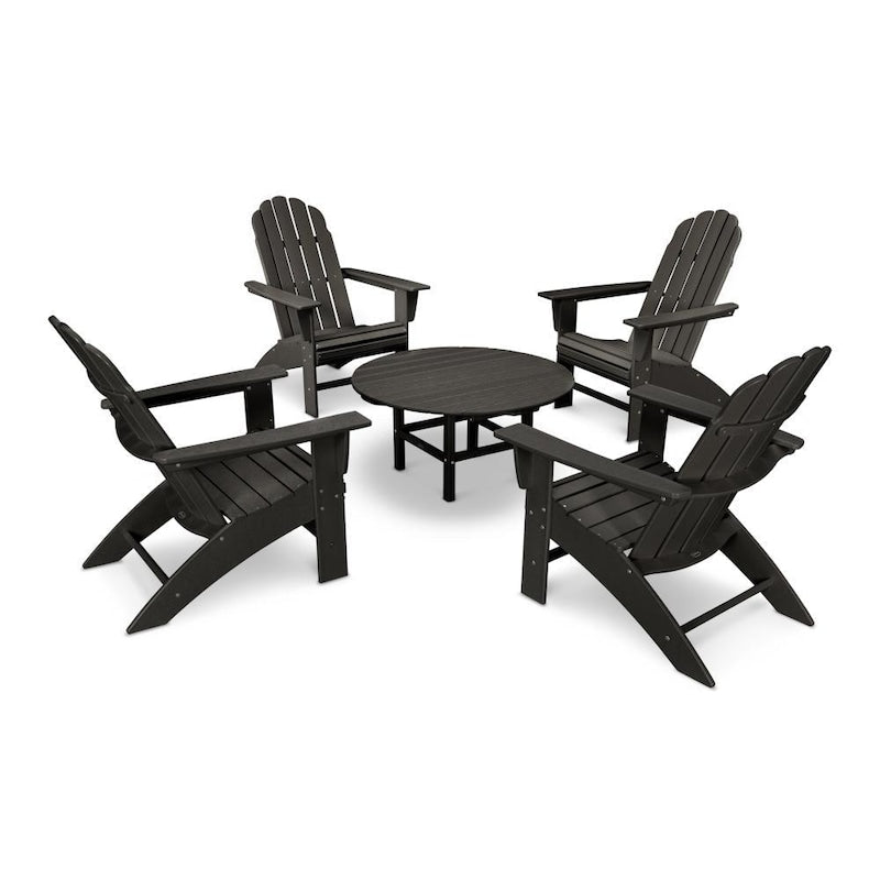 POLYWOOD Vineyard 5-Piece Oversized Adirondack Set - Black