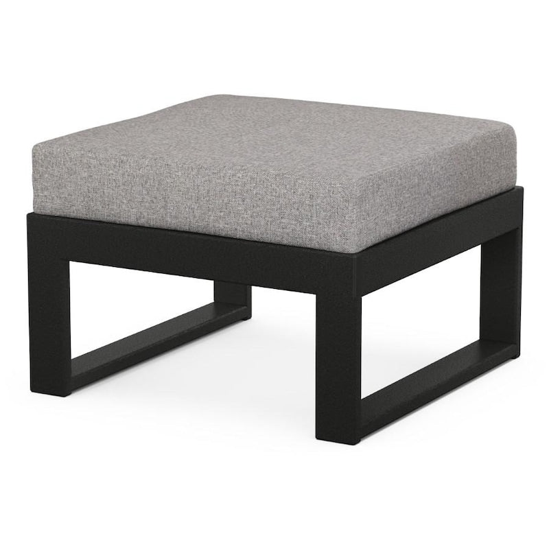 POLYWOOD Modular Ottoman in Black / Grey Mist