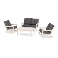 Thumbnail for POLYWOOD Vineyard 4-Piece Deep Seating Rocking Chair Set - Sand / Ash Charcoal