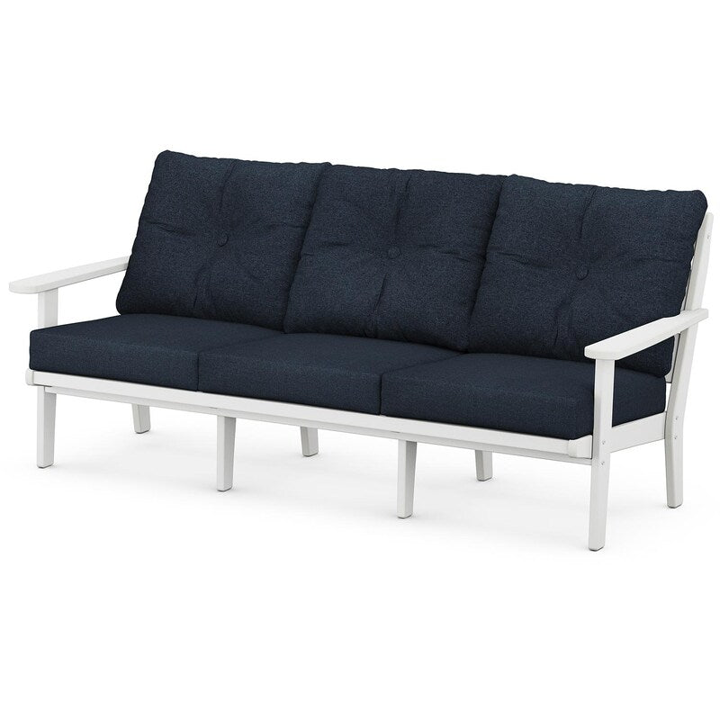 POLYWOOD Lakeside Deep Seating Sofa - White / Marine Indigo