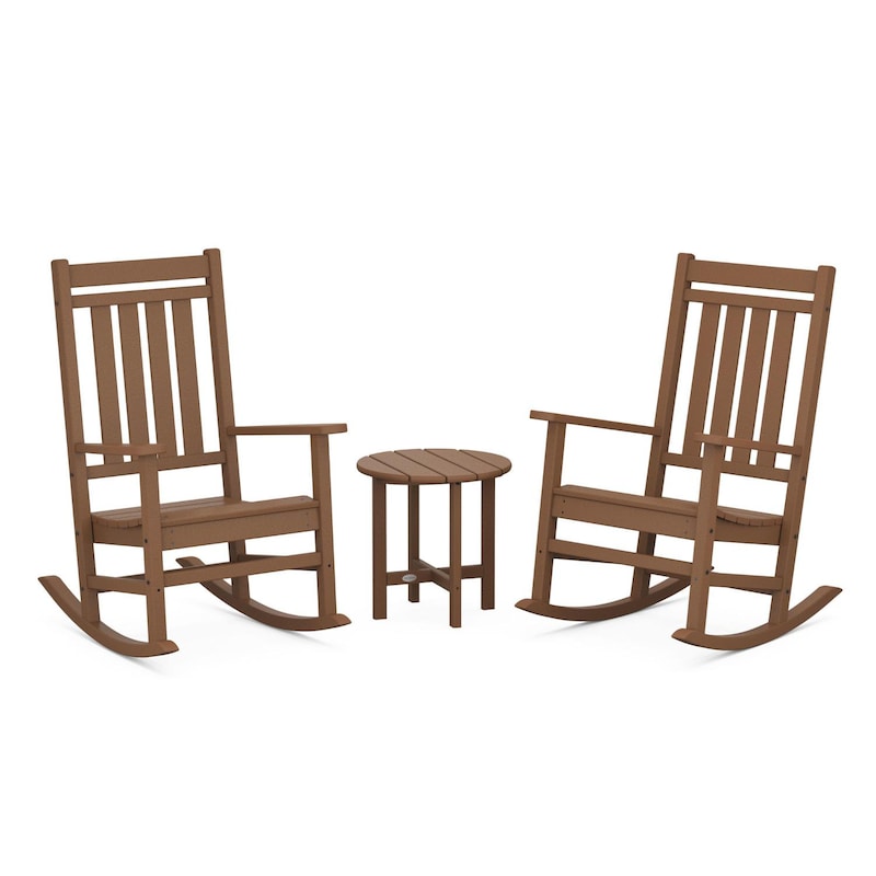 POLYWOOD Estate 3-Piece Rocking Chair Set - Teak