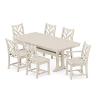 Thumbnail for POLYWOOD Chippendale 7-Piece Nautical Trestle Dining Set - Sand