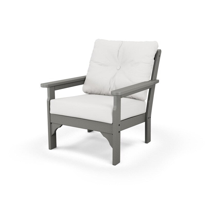 POLYWOOD Vineyard Deep Seating Chair - Slate Grey / Natural Linen