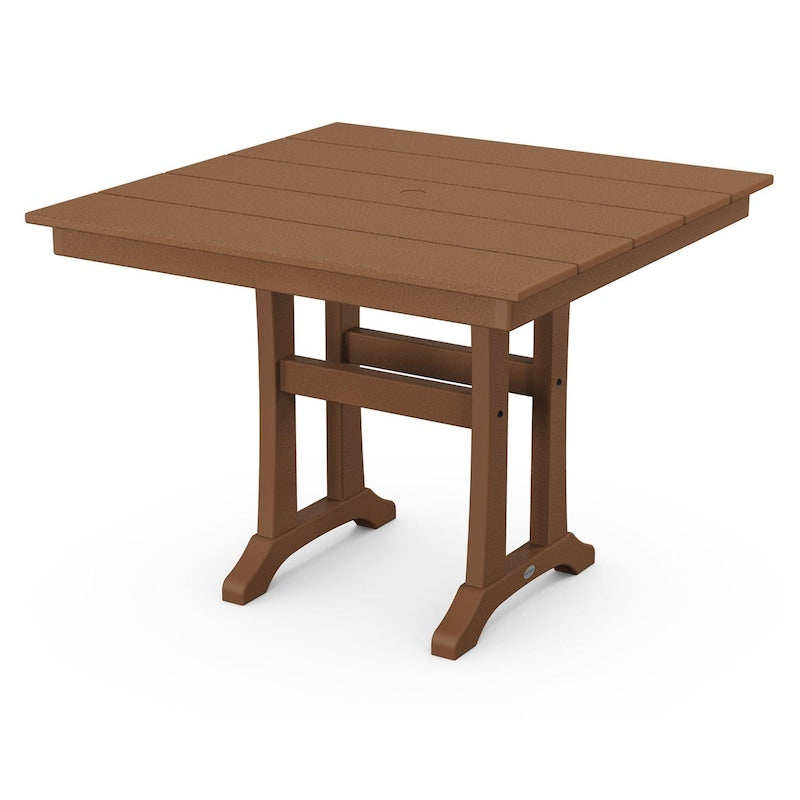 POLYWOOD 37-Inch Farmhouse Trestle Dining Table - Teak