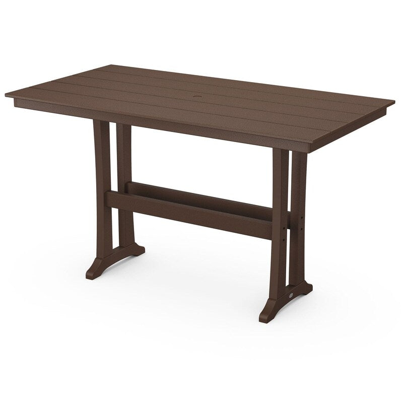 POLYWOOD 37 X 72-Inch Farmhouse Trestle Bar Table - Mahogany