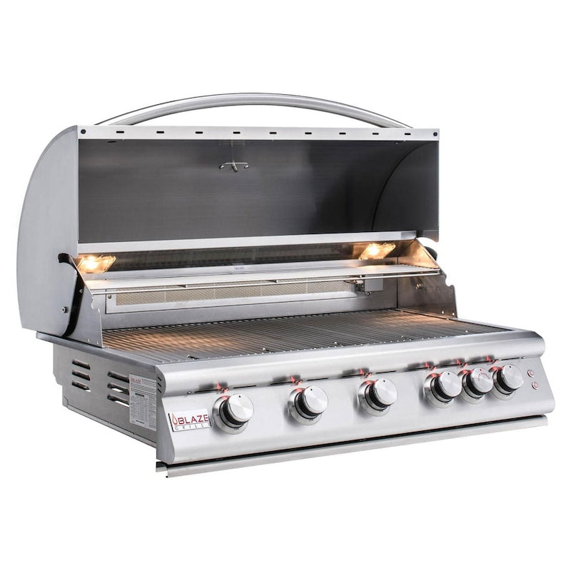 Blaze Premium LTE 40-Inch 5-Burner Built-In Natural Gas Grill With Rear Infrared Burner & Grill Lights - BLZ-5LTE2-NG