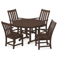 Thumbnail for POLYWOOD Vineyard 5-Piece Round Arm Chair Dining Set - Mahogany