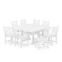 Thumbnail for POLYWOOD Chippendale 9-Piece Farmhouse Trestle Dining Set - White