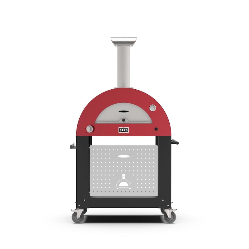 Alfa Moderno 2 Pizze Propane Pizza Oven W/ Natural Gas Conversion Kit and Oven Base - Antique Red - FXMD-2P-GROA-U