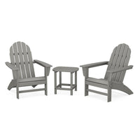 Thumbnail for POLYWOOD Vineyard 3-Piece Adirondack Set w/ South Beach 18-Inch Side Table - Slate Grey