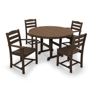 Thumbnail for POLYWOOD La Casa Cafe 5 Piece Round Farmhouse Dining Set - Mahogany