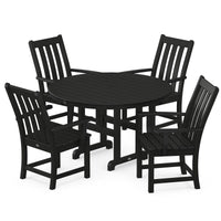 Thumbnail for POLYWOOD Vineyard 5-Piece Round Arm Chair Dining Set - Black