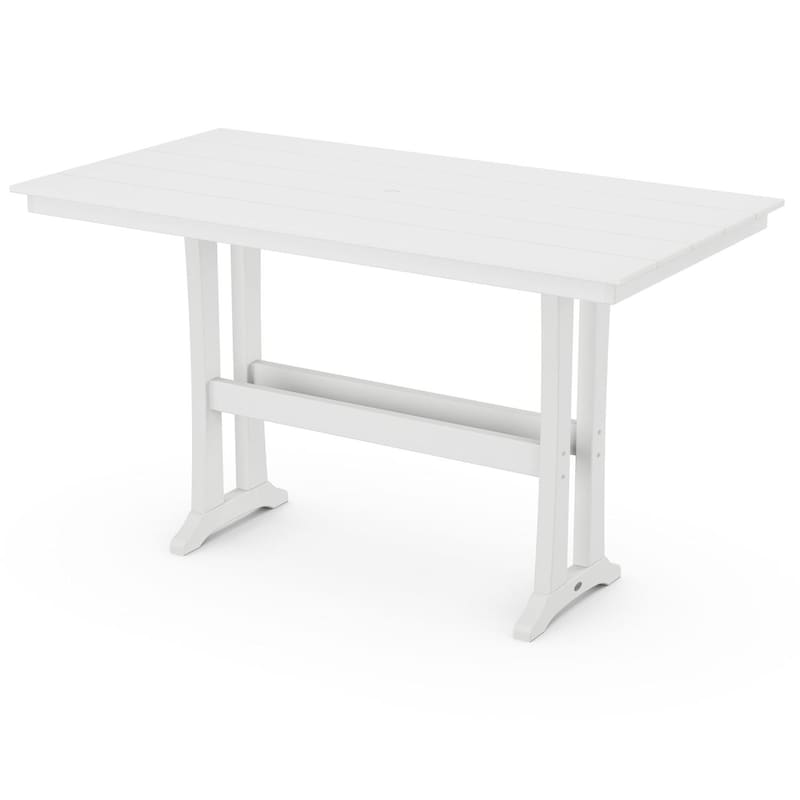 POLYWOOD 37 X 72-Inch Farmhouse Trestle Bar Table - White