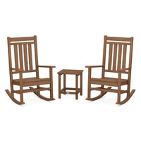 Thumbnail for POLYWOOD Estate 3-Piece Rocking Chair Set w/ Long Island 18-Inch Side Table - Teak