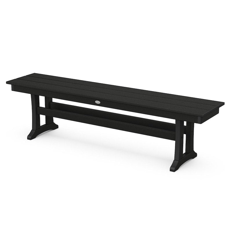 POLYWOOD Farmhouse Trestle 65-Inch Bench - Black