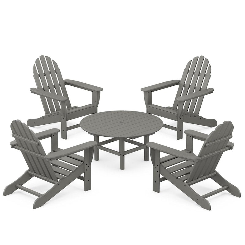 POLYWOOD Classic Adirondack 5-Piece Conversation Set - Slate Grey