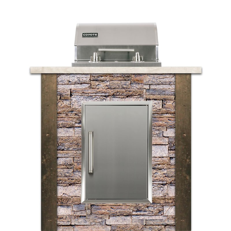 Coyote Ready-To-Assemble 3 Ft Outdoor Kitchen Island With 18-Inch Electric Grill And Access Door - Stacked Stone/Brown Terra - RTAC-E3S-SB-C1EL120SM