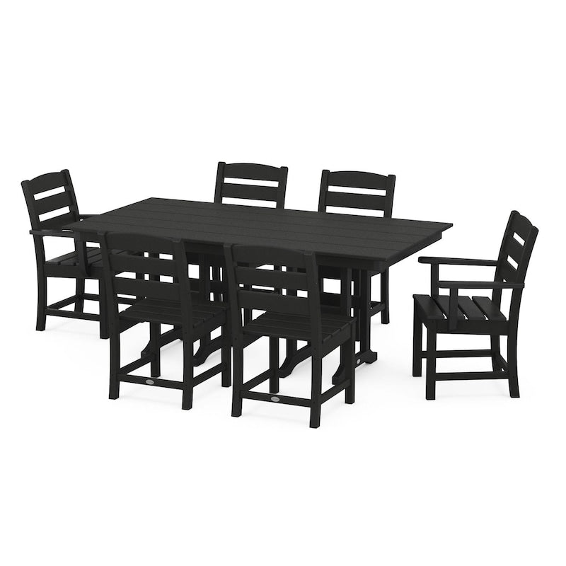 POLYWOOD Lakeside 7-Piece Farmhouse Dining Set - Black