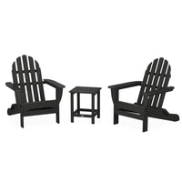 Thumbnail for POLYWOOD Classic Folding Adirondack 3-Piece Set W/ Long Island 18-Inch Side Table - Black