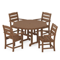Thumbnail for POLYWOOD Lakeside 5-Piece Round Arm Chair Dining Set - Teak