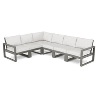 Thumbnail for POLYWOOD EDGE 6-Piece Modular Deep Seating Set in Slate Grey / Natural Linen