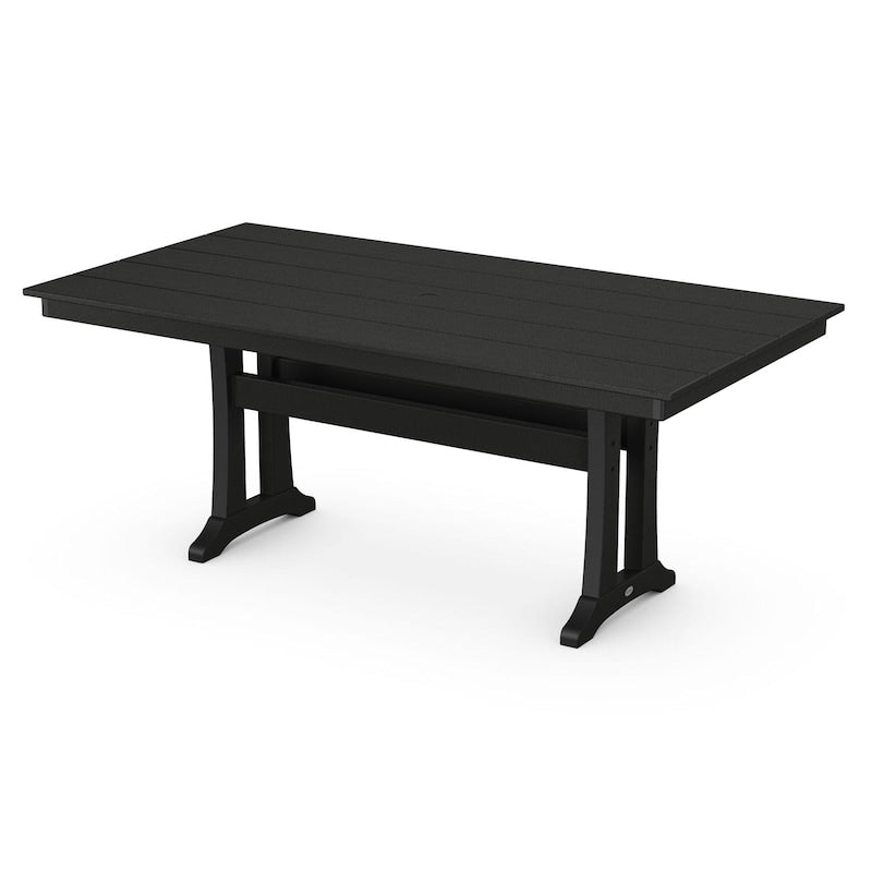 POLYWOOD 37 X 72-Inch Farmhouse Trestle Dining Table - Black