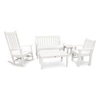 Thumbnail for POLYWOOD Vineyard 5-Piece Bench & Rocking Chair Set - White