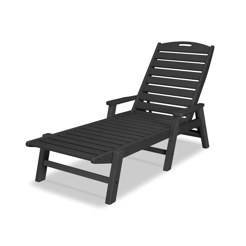 POLYWOOD Nautical Chaise W/Arms - Black