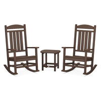 Thumbnail for POLYWOOD Presidential Rocker 3-Piece Set w/ South Beach 18-Inch Side Table - Mahogany
