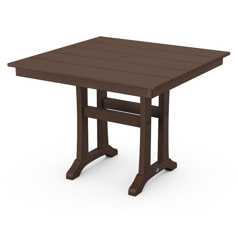 POLYWOOD 37-Inch Farmhouse Trestle Dining Table - Mahogany