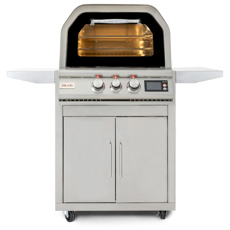 Blaze 26-Inch Freestanding Natural Gas Outdoor Pizza Oven W/ Rotisserie & Cart - BLZ-26-PZOVN-NG