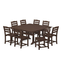 Thumbnail for POLYWOOD La Casa Cafe 9 Piece Farmhouse Trestle Dining Set - Mahogany