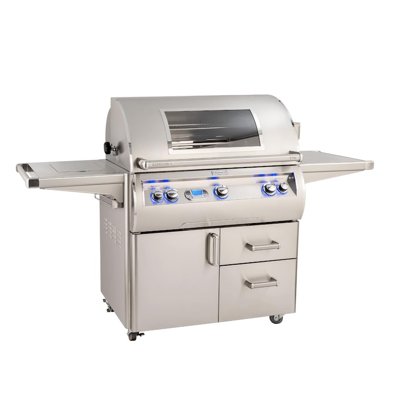 Fire Magic Echelon Diamond E790S 36-Inch Propane Gas Grill W/ Side Burner, Magic View Window, Rotisserie, & Digital Thermometer - E790S-8E1P-62-W