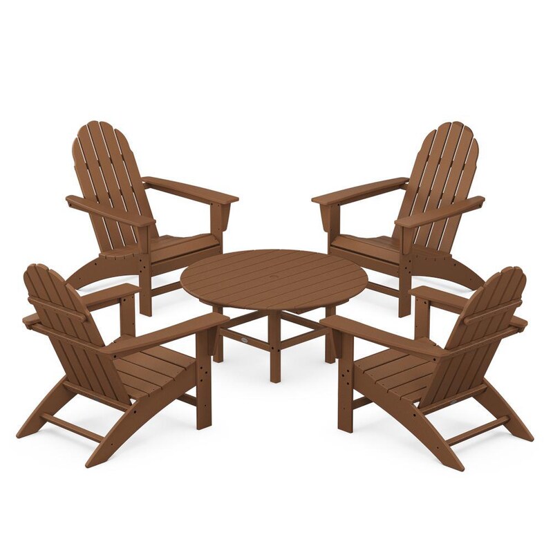 POLYWOOD Vineyard 5-Piece Adirondack Chair Conversation Set - Teak