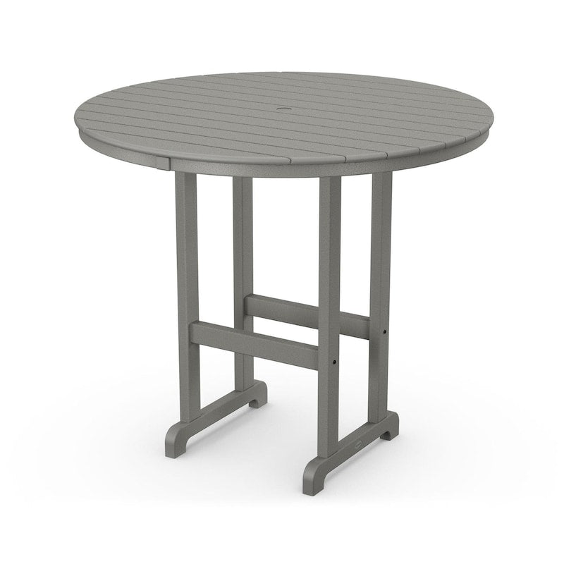 POLYWOOD 48-Inch Round Bar Table - Slate Grey