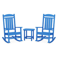 Thumbnail for POLYWOOD Presidential Rocker 3-Piece Set w/ South Beach 18-Inch Side Table - Pacific Blue
