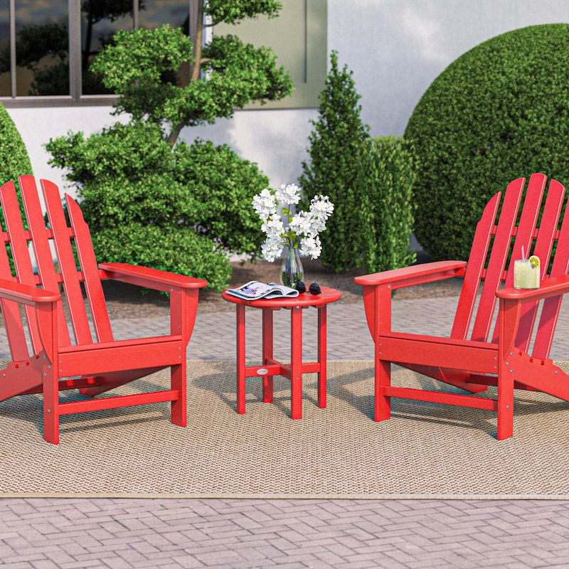 POLYWOOD Classic Adirondack 3-Piece Set - Sunset Red