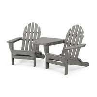 Thumbnail for POLYWOOD Classic Folding Adirondacks W/ Connecting Table - Slate Grey