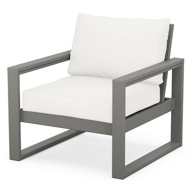 POLYWOOD EDGE Club Chair in Slate Grey / Natural Linen